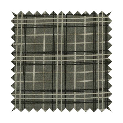 Sherbourne Wool Effect Chenille Grey Colour Tartan Plaid Pattern Curtain Upholstery Fabrics CTR-820