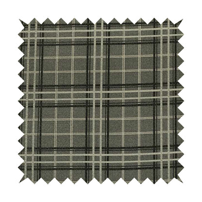 Sherbourne Wool Effect Chenille Grey Colour Tartan Plaid Pattern Curtain Upholstery Fabrics CTR-820 - Made To Measure Curtains