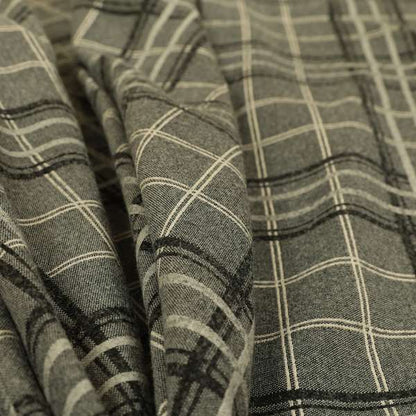 Sherbourne Wool Effect Chenille Grey Colour Tartan Plaid Pattern Curtain Upholstery Fabrics CTR-820 - Handmade Cushions