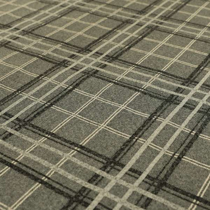 Sherbourne Wool Effect Chenille Grey Colour Tartan Plaid Pattern Curtain Upholstery Fabrics CTR-820 - Made To Measure Curtains