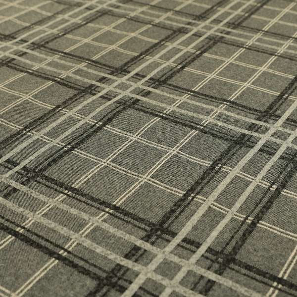 Sherbourne Wool Effect Chenille Grey Colour Tartan Plaid Pattern Curtain Upholstery Fabrics CTR-820 - Handmade Cushions