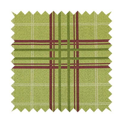 Melton Soft Wool Effect Chenille Green Tartan Pattern Curtain Upholstery Fabrics CTR-821 - Roman Blinds