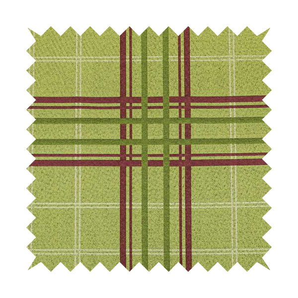 Melton Soft Wool Effect Chenille Green Tartan Pattern Curtain Upholstery Fabrics CTR-821