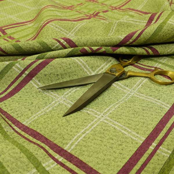 Melton Soft Wool Effect Chenille Green Tartan Pattern Curtain Upholstery Fabrics CTR-821 - Handmade Cushions