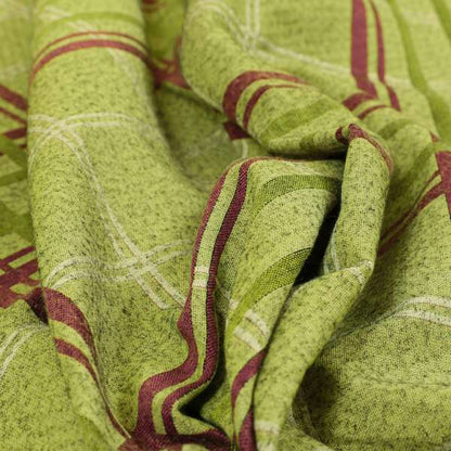 Melton Soft Wool Effect Chenille Green Tartan Pattern Curtain Upholstery Fabrics CTR-821