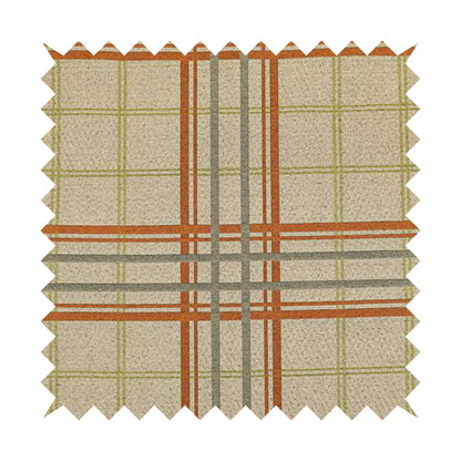 Melton Soft Wool Effect Chenille Green Orange Tartan Pattern Curtain Upholstery Fabrics CTR-822 - Roman Blinds