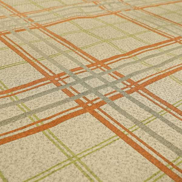 Melton Soft Wool Effect Chenille Green Orange Tartan Pattern Curtain Upholstery Fabrics CTR-822 - Handmade Cushions