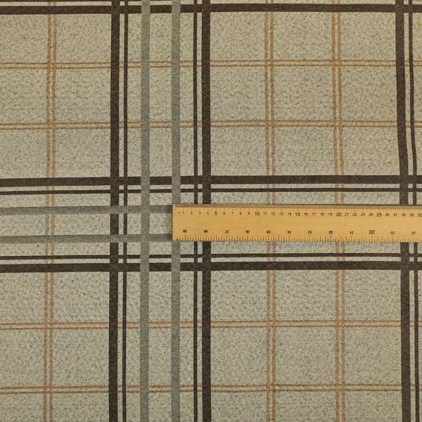 Melton Soft Wool Effect Chenille Brown Orange Tartan Pattern Curtain Upholstery Fabrics CTR-823 - Made To Measure Curtains