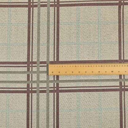 Melton Soft Wool Effect Chenille Purple Blue Tartan Pattern Curtain Upholstery Fabrics CTR-824