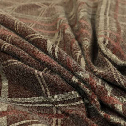 Melton Soft Wool Effect Chenille Burgundy Red Tartan Pattern Curtain Upholstery Fabrics CTR-826 - Roman Blinds