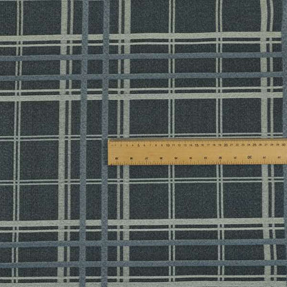 Melton Soft Wool Effect Chenille Blue Tartan Pattern Curtain Upholstery Fabrics CTR-827 - Roman Blinds
