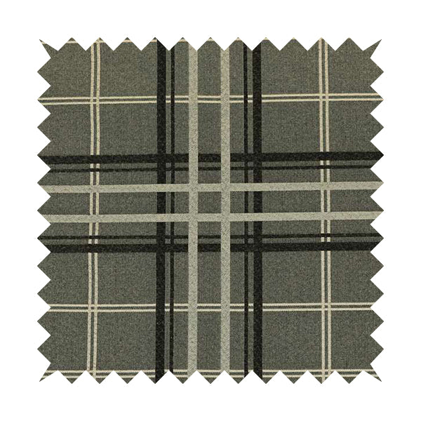 Melton Soft Wool Effect Chenille Grey Tartan Pattern Curtain Upholstery Fabrics CTR-828 - Roman Blinds