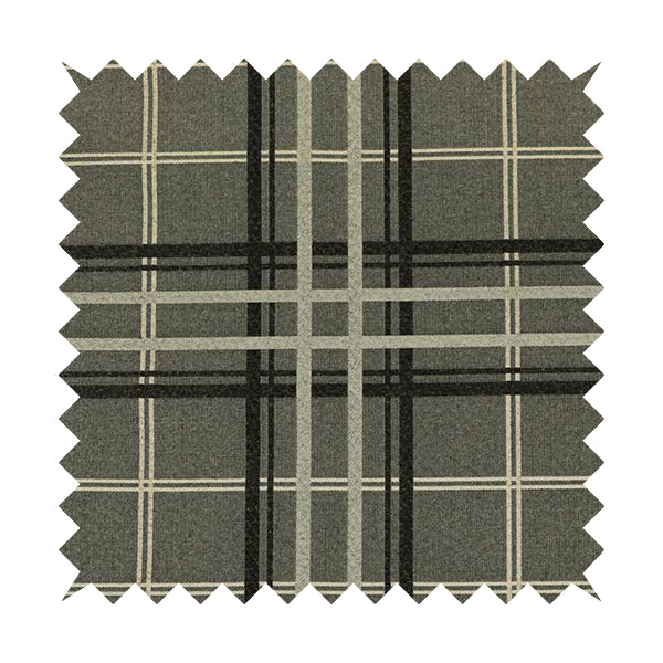 Melton Soft Wool Effect Chenille Grey Tartan Pattern Curtain Upholstery Fabrics CTR-828 - Made To Measure Curtains