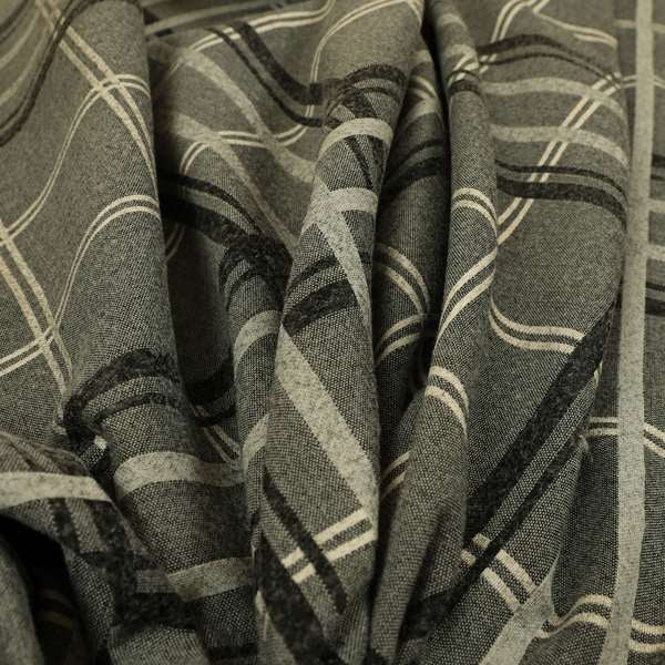 Melton Soft Wool Effect Chenille Grey Tartan Pattern Curtain Upholstery Fabrics CTR-828 - Made To Measure Curtains