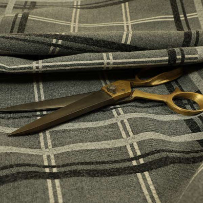 Melton Soft Wool Effect Chenille Grey Tartan Pattern Curtain Upholstery Fabrics CTR-828 - Roman Blinds