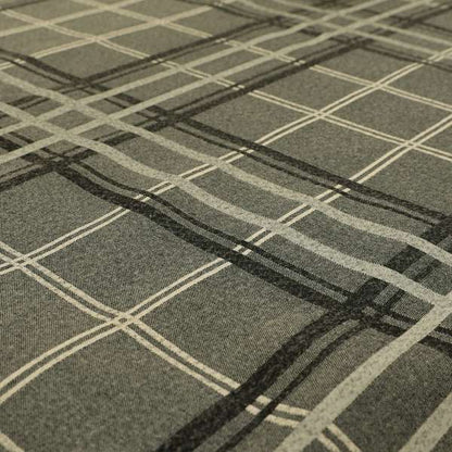 Melton Soft Wool Effect Chenille Grey Tartan Pattern Curtain Upholstery Fabrics CTR-828 - Made To Measure Curtains