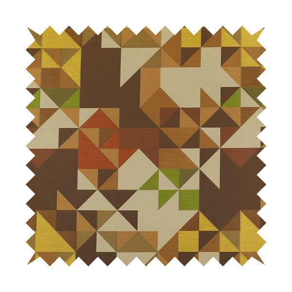 Hawaii Modern Geometric Brown Yellow Green Pattern Curtain Upholstery Fabrics CTR-829 - Roman Blinds