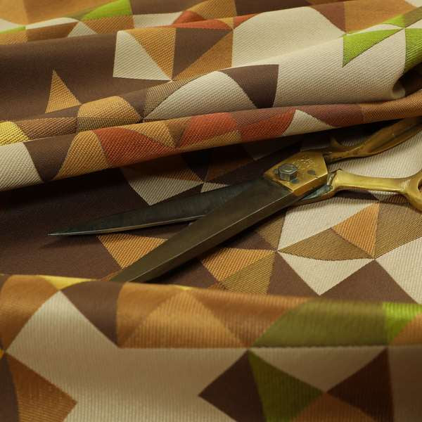 Hawaii Modern Geometric Brown Yellow Green Pattern Curtain Upholstery Fabrics CTR-829 - Roman Blinds