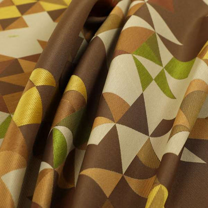 Hawaii Modern Geometric Brown Yellow Green Pattern Curtain Upholstery Fabrics CTR-829 - Roman Blinds