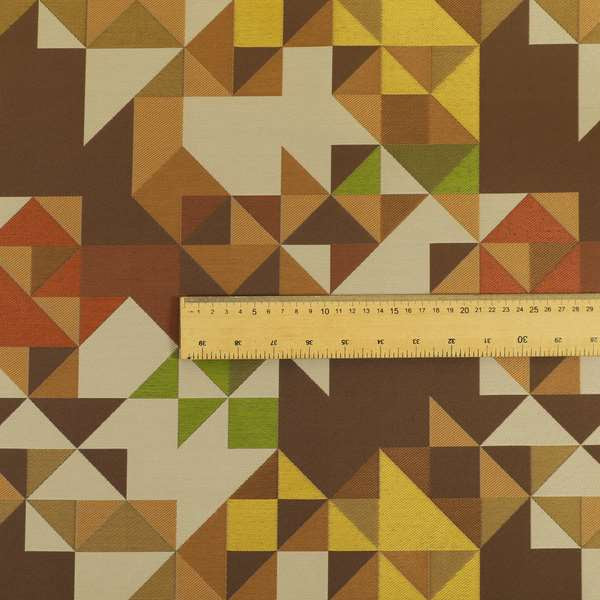 Hawaii Modern Geometric Brown Yellow Green Pattern Curtain Upholstery Fabrics CTR-829 - Roman Blinds