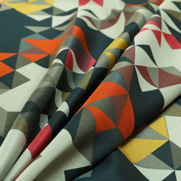 Hawaii Modern Geometric Blue Orange Yellow Pink Pattern Curtain Upholstery Fabrics CTR-831 - Roman Blinds