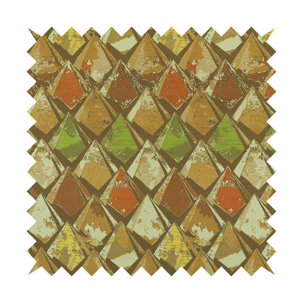 Hawaii Modern Diamond Geometric Pattern Orange Brown Yellow Chenille Upholstery Fabrics CTR-834 - Roman Blinds