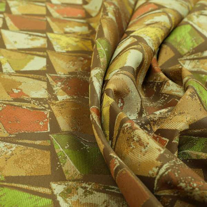 Hawaii Modern Diamond Geometric Pattern Orange Brown Yellow Chenille Upholstery Fabrics CTR-834 - Roman Blinds