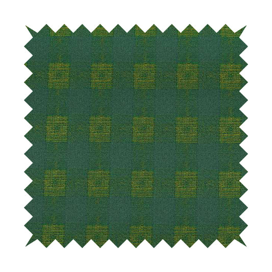 Glencoe Green Blue Colour Flat Weave Chenille Faded Tartan Pattern Upholstery Fabric CTR-837