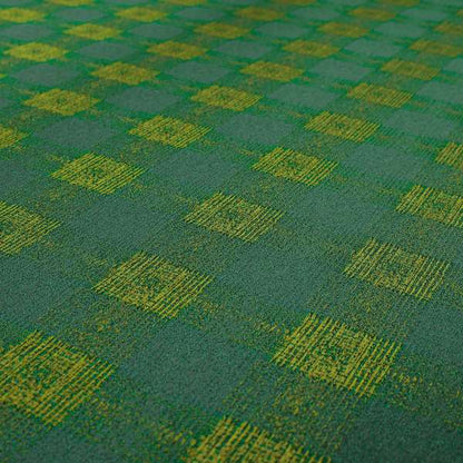 Glencoe Green Blue Colour Flat Weave Chenille Faded Tartan Pattern Upholstery Fabric CTR-837