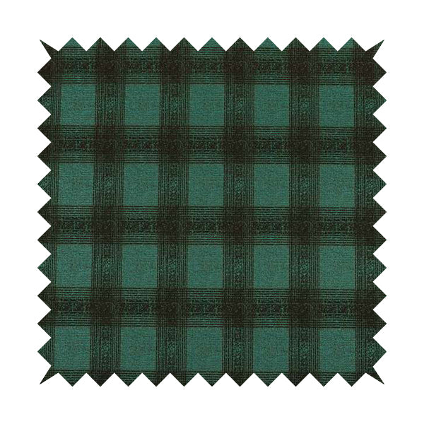 Glencoe Black Blue Colour Flat Weave Chenille Faded Tartan Pattern Upholstery Fabric CTR-838 - Handmade Cushions