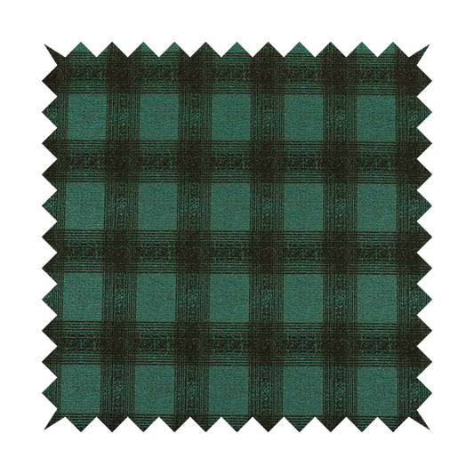 Glencoe Black Blue Colour Flat Weave Chenille Faded Tartan Pattern Upholstery Fabric CTR-838