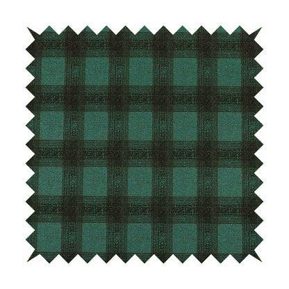 Glencoe Black Blue Colour Flat Weave Chenille Faded Tartan Pattern Upholstery Fabric CTR-838 - Made To Measure Curtains