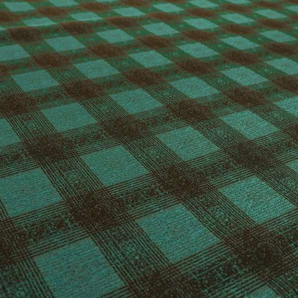 Glencoe Black Blue Colour Flat Weave Chenille Faded Tartan Pattern Upholstery Fabric CTR-838 - Roman Blinds