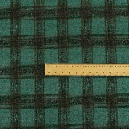 Glencoe Black Blue Colour Flat Weave Chenille Faded Tartan Pattern Upholstery Fabric CTR-838 - Made To Measure Curtains