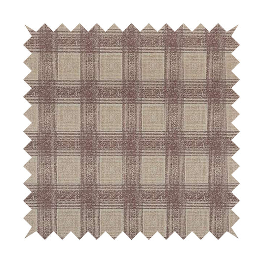 Glencoe Purple Lilac Colour Flat Weave Chenille Faded Tartan Pattern Upholstery Fabric CTR-839