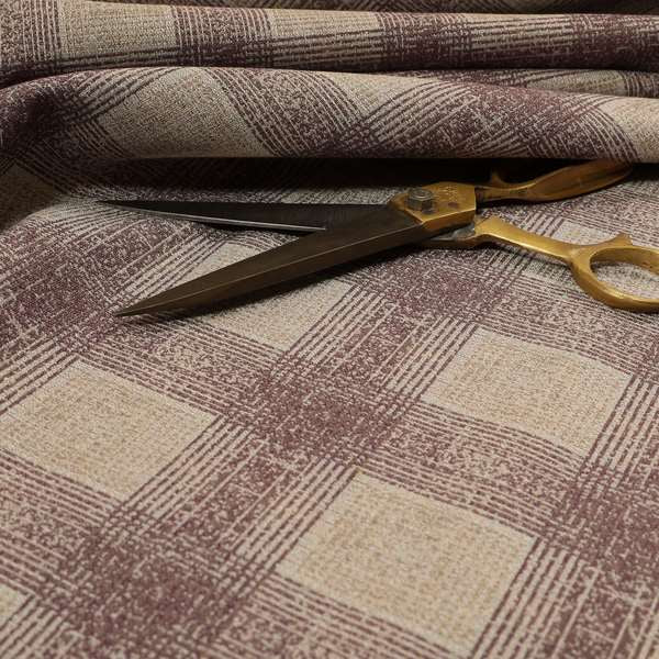 Glencoe Purple Lilac Colour Flat Weave Chenille Faded Tartan Pattern Upholstery Fabric CTR-839 - Made To Measure Curtains