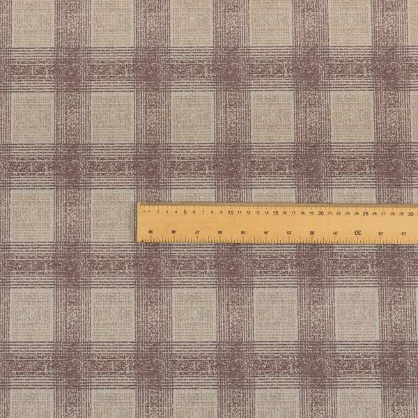 Glencoe Purple Lilac Colour Flat Weave Chenille Faded Tartan Pattern Upholstery Fabric CTR-839