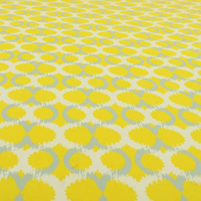 Freedom Printed Velvet Fabric Collection Small Damask Pattern In Yellow Grey Colour Upholstery Fabric CTR-84 - Roman Blinds