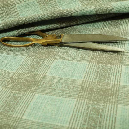 Glencoe Silver Blue Colour Flat Weave Chenille Faded Tartan Pattern Upholstery Fabric CTR-840 - Roman Blinds