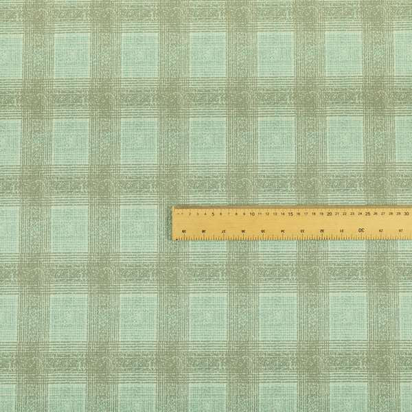 Glencoe Silver Blue Colour Flat Weave Chenille Faded Tartan Pattern Upholstery Fabric CTR-840