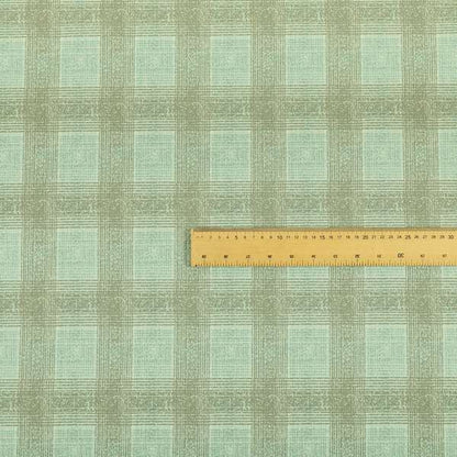 Glencoe Silver Blue Colour Flat Weave Chenille Faded Tartan Pattern Upholstery Fabric CTR-840