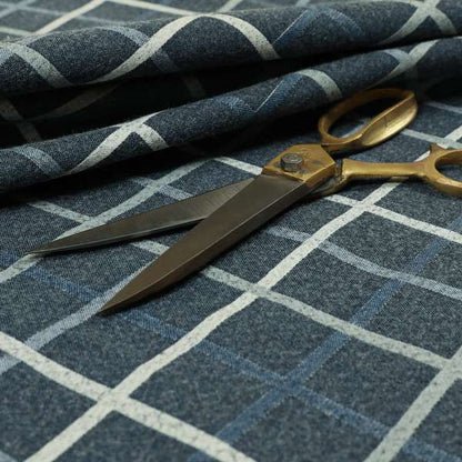 Clifton Blue Colour Tartan Scottish Pattern Soft Touch Wool Effect Furnishing Fabric CTR-841 - Made To Measure Curtains