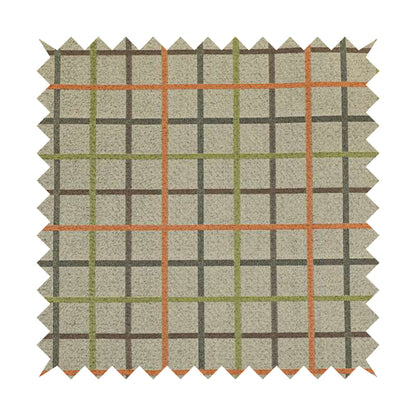 Clifton Orange Green Colour Tartan Scottish Pattern Soft Touch Wool Effect Furnishing Fabric CTR-842 - Made To Measure Curtains