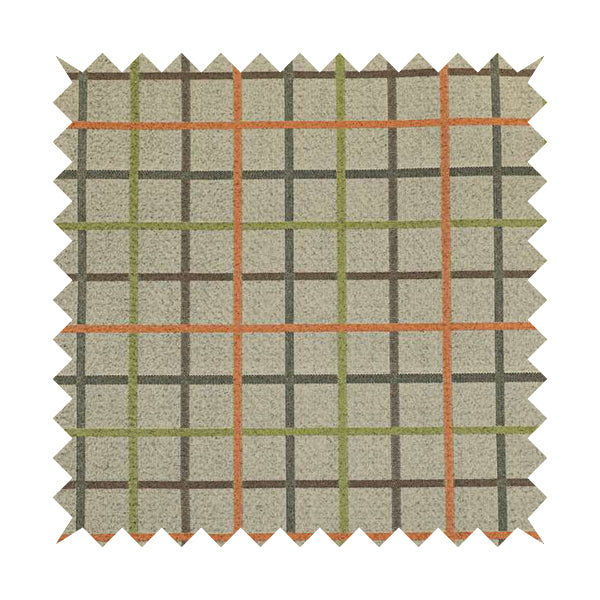 Clifton Orange Green Colour Tartan Scottish Pattern Soft Touch Wool Effect Furnishing Fabric CTR-842 - Handmade Cushions