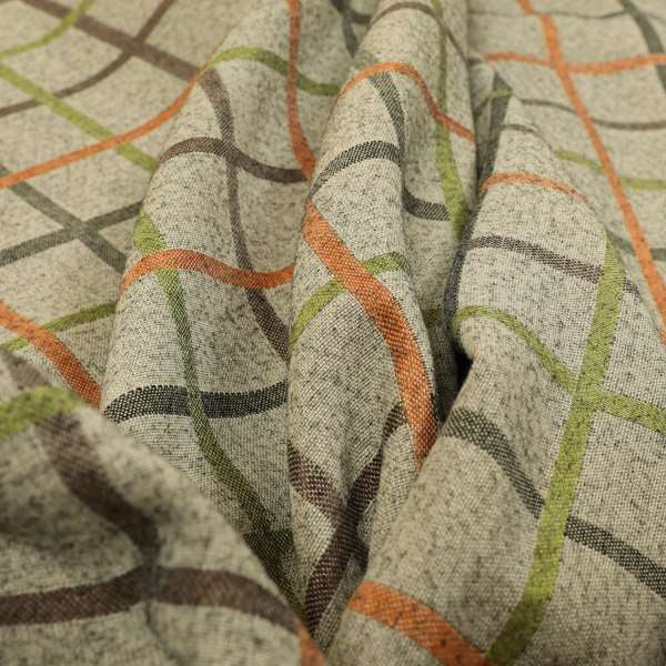 Clifton Orange Green Colour Tartan Scottish Pattern Soft Touch Wool Effect Furnishing Fabric CTR-842 - Roman Blinds