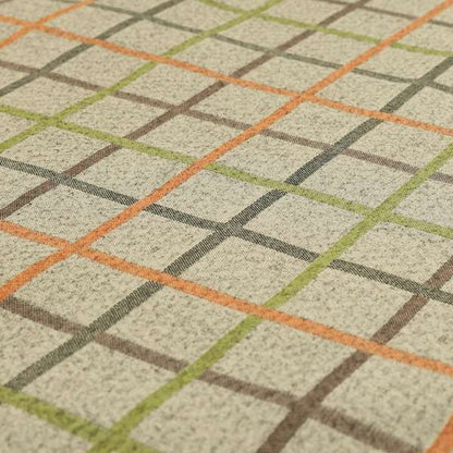 Clifton Orange Green Colour Tartan Scottish Pattern Soft Touch Wool Effect Furnishing Fabric CTR-842