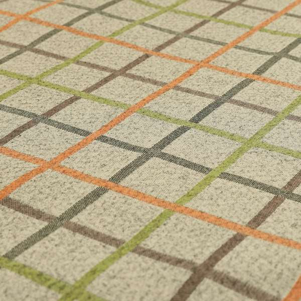 Clifton Orange Green Colour Tartan Scottish Pattern Soft Touch Wool Effect Furnishing Fabric CTR-842 - Made To Measure Curtains