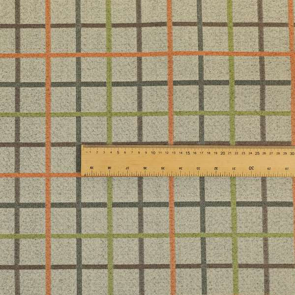 Clifton Orange Green Colour Tartan Scottish Pattern Soft Touch Wool Effect Furnishing Fabric CTR-842 - Handmade Cushions