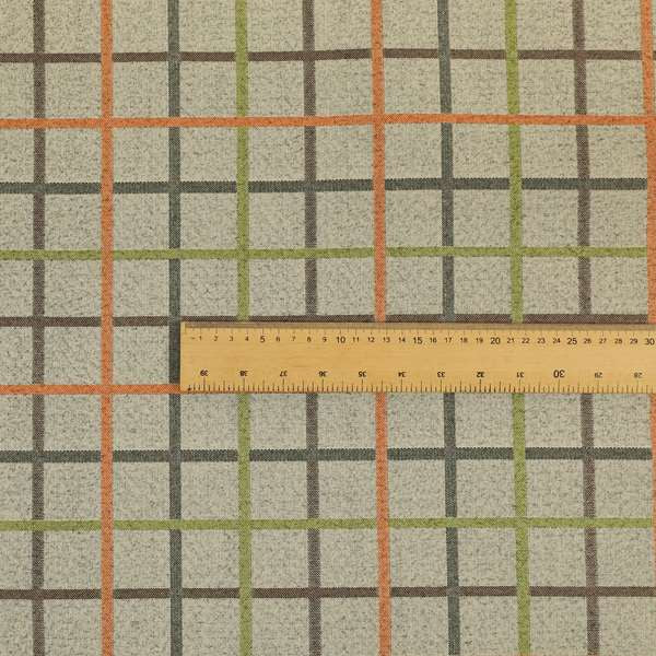 Clifton Orange Green Colour Tartan Scottish Pattern Soft Touch Wool Effect Furnishing Fabric CTR-842