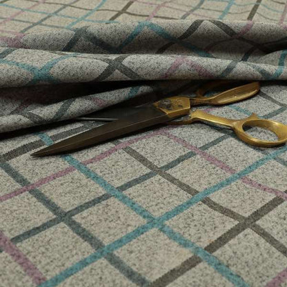 Clifton Blue Purple Colour Tartan Scottish Pattern Soft Touch Wool Effect Furnishing Fabric CTR-843 - Roman Blinds